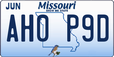 MO license plate AH0P9D