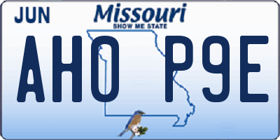 MO license plate AH0P9E