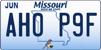 MO license plate AH0P9F