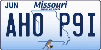 MO license plate AH0P9I