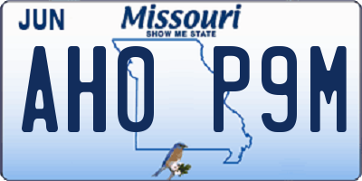 MO license plate AH0P9M