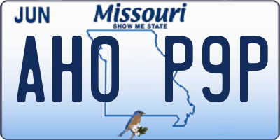 MO license plate AH0P9P