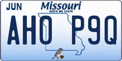 MO license plate AH0P9Q