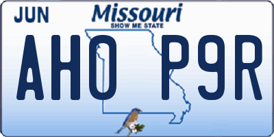 MO license plate AH0P9R