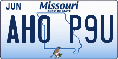 MO license plate AH0P9U