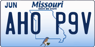 MO license plate AH0P9V