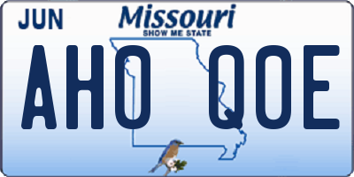 MO license plate AH0Q0E