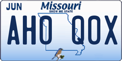 MO license plate AH0Q0X