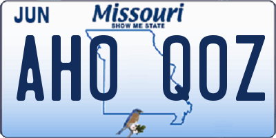 MO license plate AH0Q0Z