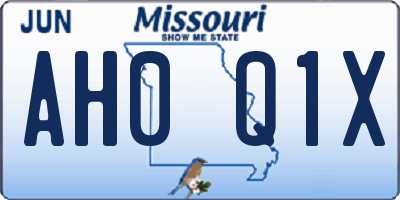 MO license plate AH0Q1X