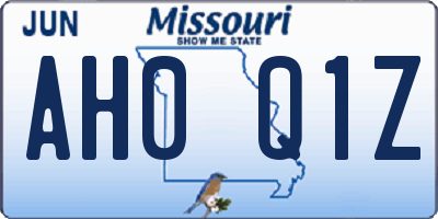 MO license plate AH0Q1Z