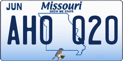 MO license plate AH0Q2O
