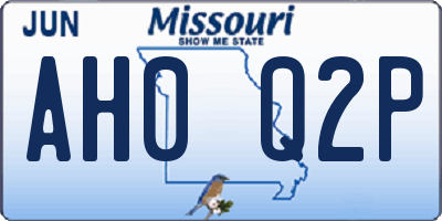 MO license plate AH0Q2P