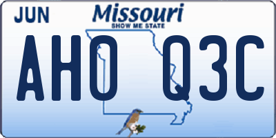 MO license plate AH0Q3C