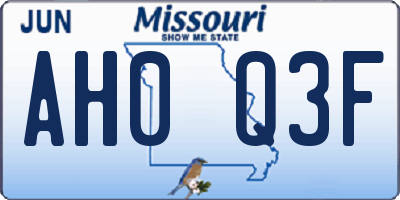 MO license plate AH0Q3F