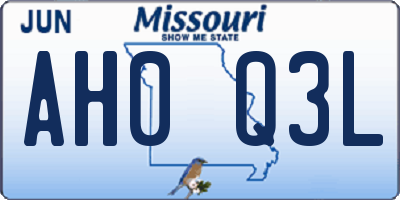 MO license plate AH0Q3L