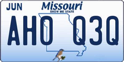 MO license plate AH0Q3Q