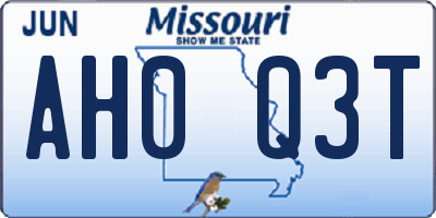 MO license plate AH0Q3T