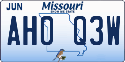 MO license plate AH0Q3W