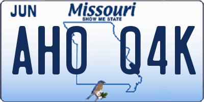 MO license plate AH0Q4K