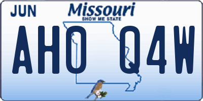 MO license plate AH0Q4W