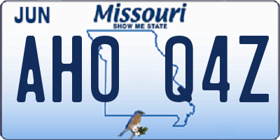 MO license plate AH0Q4Z