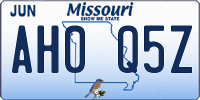 MO license plate AH0Q5Z