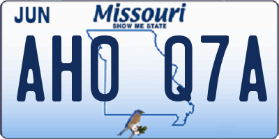 MO license plate AH0Q7A