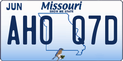 MO license plate AH0Q7D