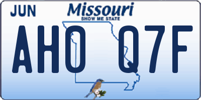 MO license plate AH0Q7F