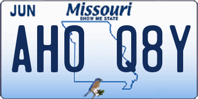 MO license plate AH0Q8Y