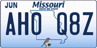 MO license plate AH0Q8Z