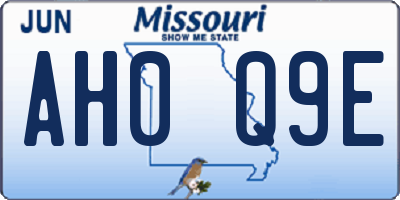 MO license plate AH0Q9E