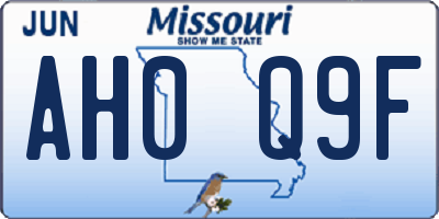 MO license plate AH0Q9F