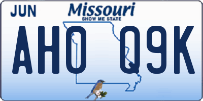 MO license plate AH0Q9K