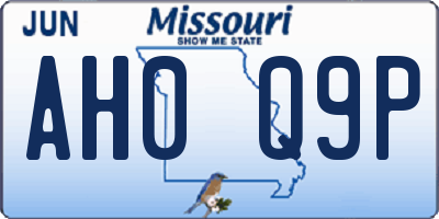 MO license plate AH0Q9P