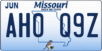 MO license plate AH0Q9Z