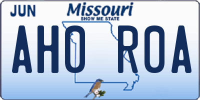 MO license plate AH0R0A