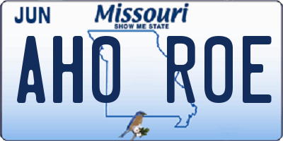 MO license plate AH0R0E