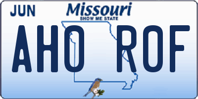 MO license plate AH0R0F