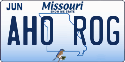 MO license plate AH0R0G