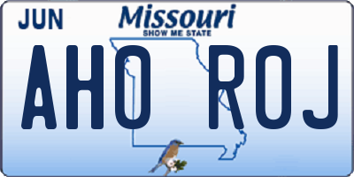 MO license plate AH0R0J