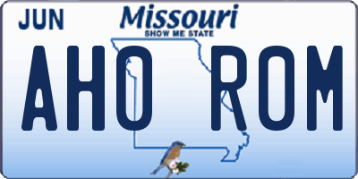 MO license plate AH0R0M