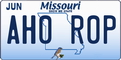 MO license plate AH0R0P