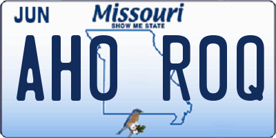 MO license plate AH0R0Q