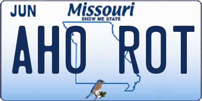 MO license plate AH0R0T