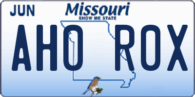 MO license plate AH0R0X
