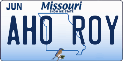 MO license plate AH0R0Y