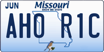 MO license plate AH0R1C