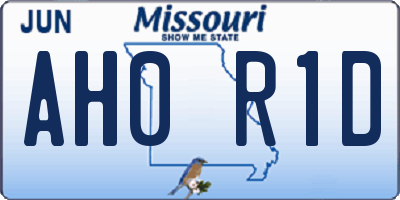 MO license plate AH0R1D